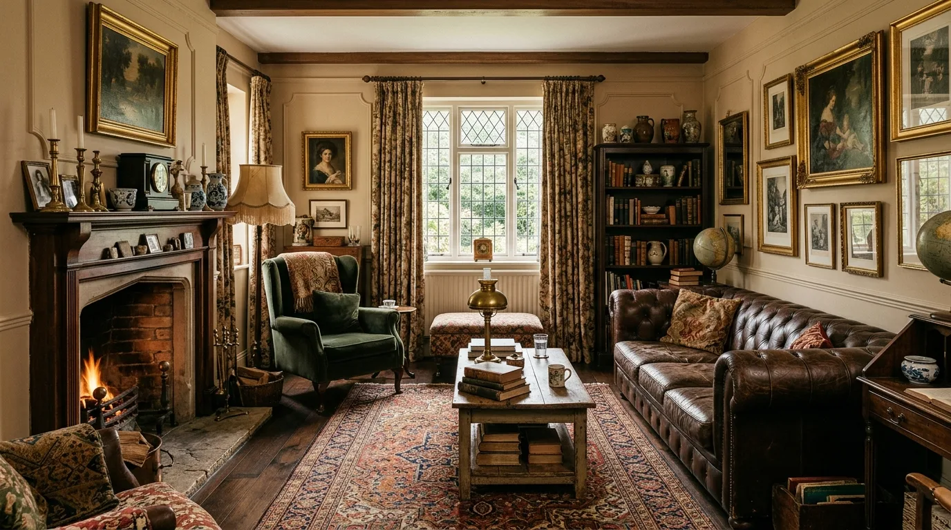 Mix metals and finishes instead of over matching everything inspiration for a vintage inspired home interior.